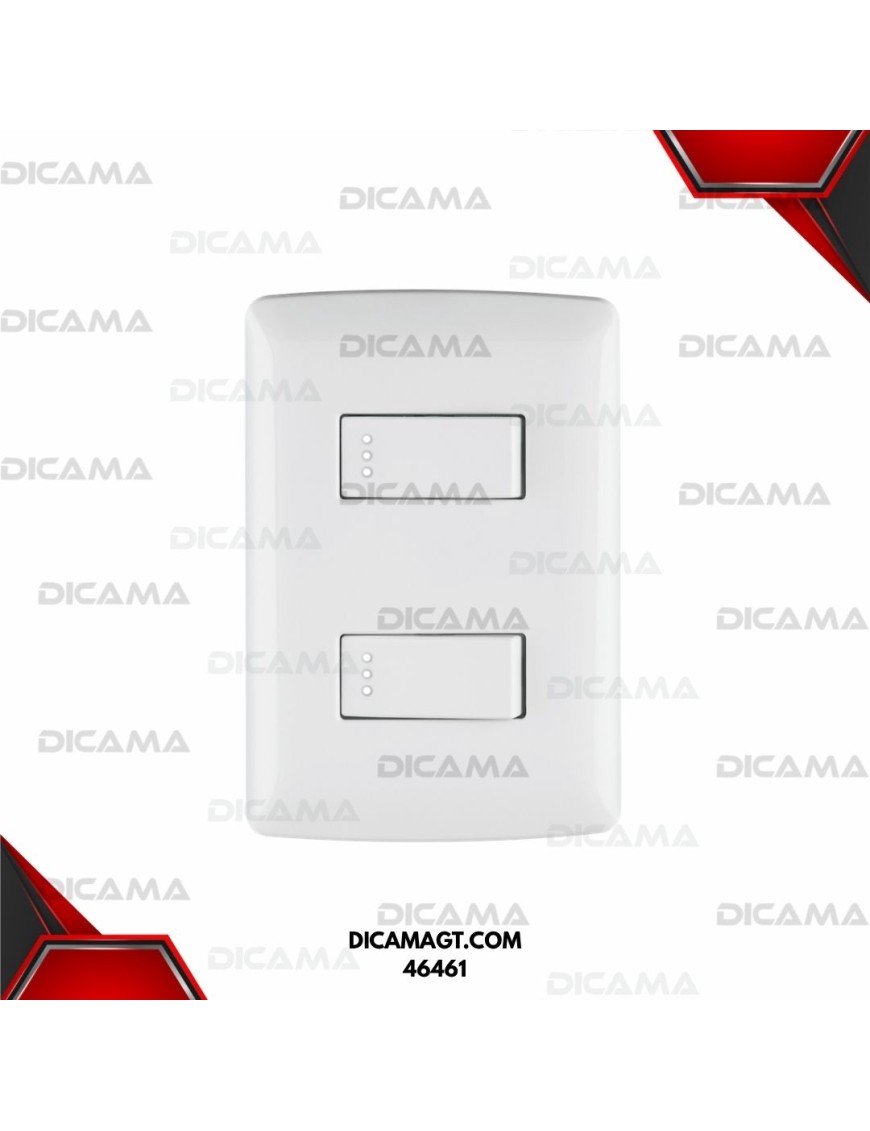 PLACA ARMADA, 2INTERRUPTORES SENCILLOS,BLANCO,LÍNEA ITALIANA TRUPER 46461