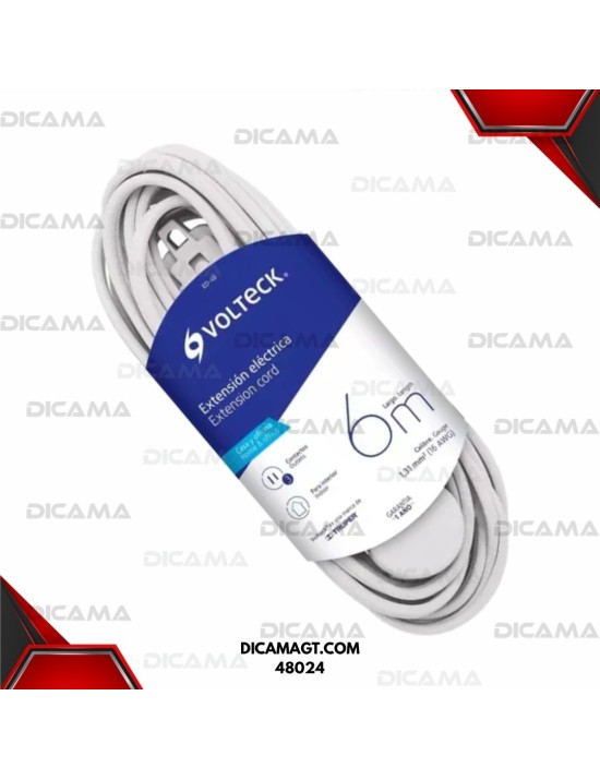 EXTENSION ELECTRICA 6 METROS BLANCA VOLTECK 48024