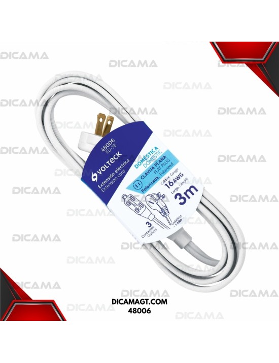 EXTENSION ELECTRICA 3 METROS BLANCA VOLTECK 48006