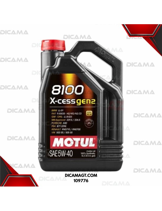 ACEITE GARRAFA 5W40 8100 X-CESS GAS/DIESEL MOTUL 109776/UNIDAD