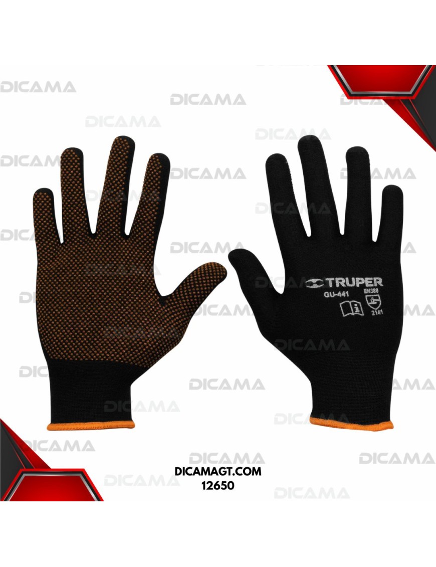 GUANTES DE POLIÉSTER CON PUNTOS DE PVC EN PALMA, TRUPER 12650