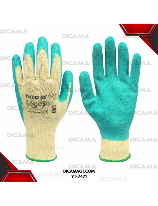 GUANTES ALGODON CUBIERTO DE LATEX PUÑO TEJJIDO 10 YATO YT-7471