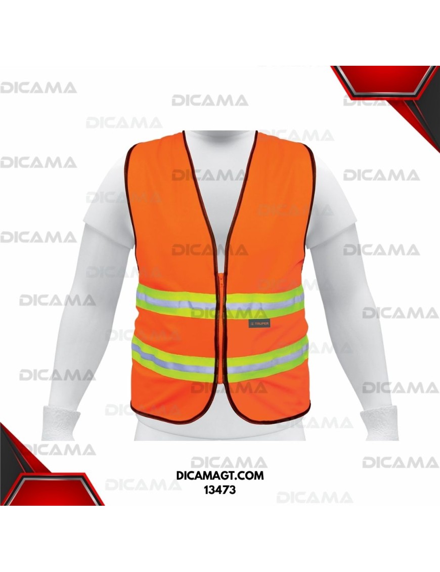CHALECO DE SEGURIDAD NARANJA ALTA VISIBILIDAD CON CIERRE TRUPER 13473