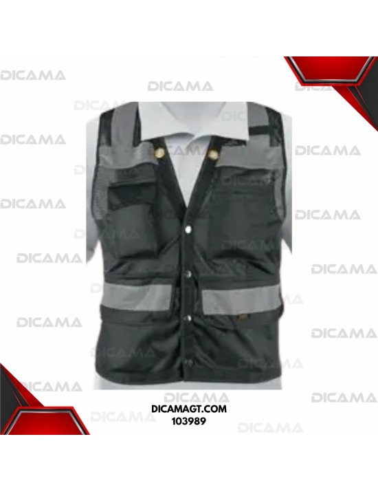 CHALECO SEGURIDAD REFORZADO NEGRO CON BOLSAS M TRUPER 103989