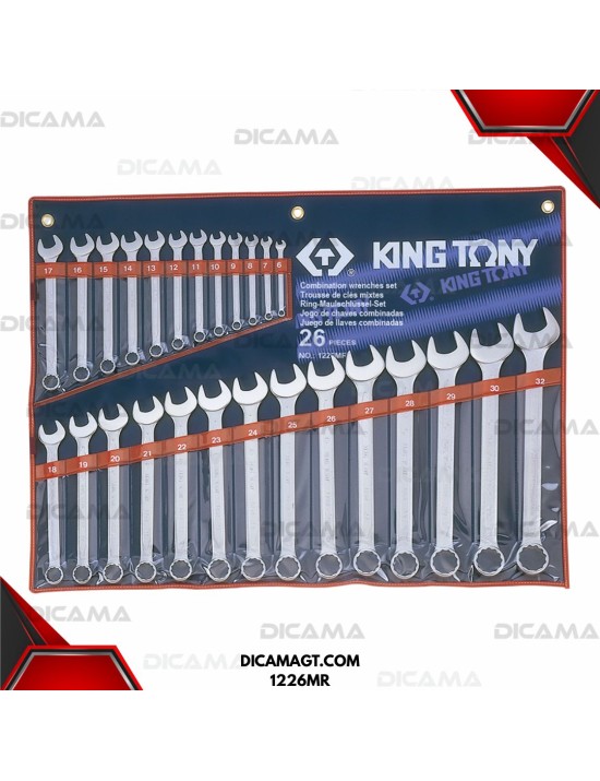 JUEGO DE LLAVES 26 PZAS COLA CORONA 06-32MM KING TONY 1226MR