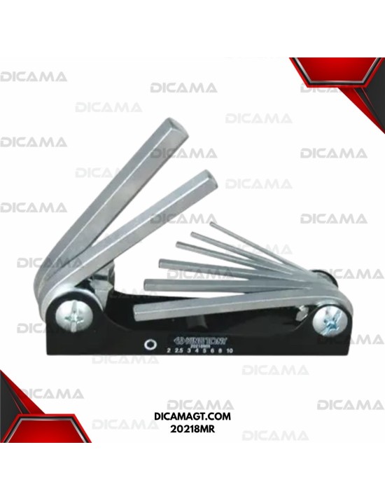 JUEGO DE LLAVES HEX.AGONALES 8 PZAS T/NAVAJA 2-10MM KING TONY 20218MR