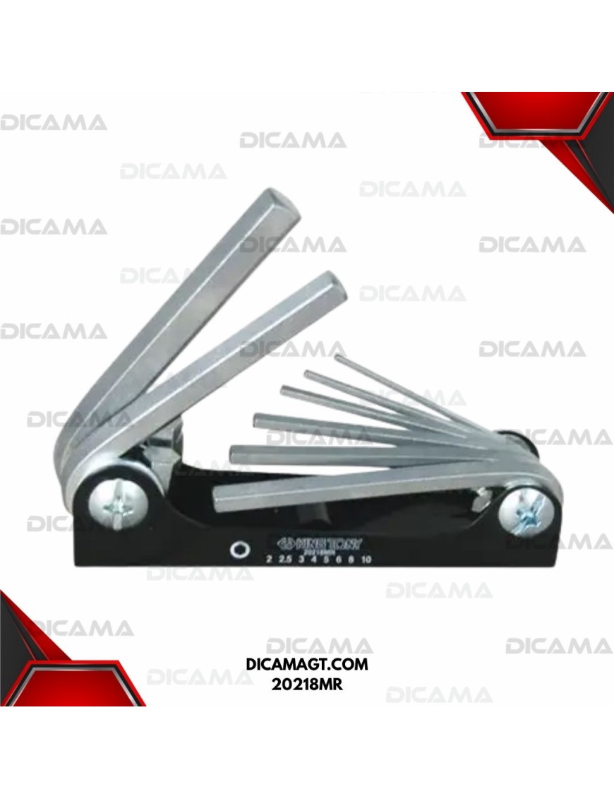 JUEGO DE LLAVES HEX.AGONALES 8 PZAS T/NAVAJA 2-10MM KING TONY 20218MR
