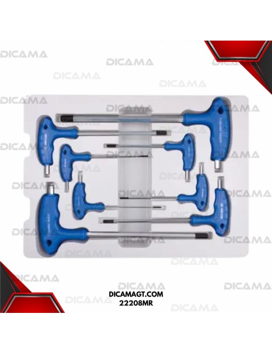 JUEGO DE LLAVES HEX.AGONALES 8 PZAS C/MANGO T  02-10MM KING TONY 22208MR