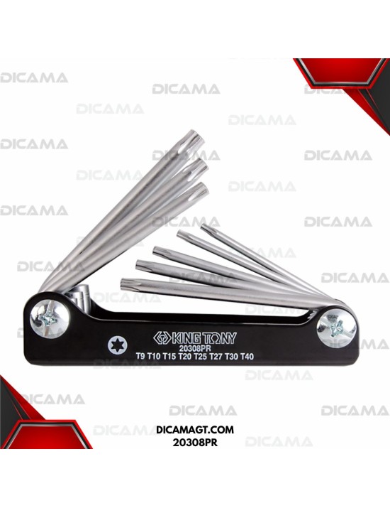 JUEGO DE LLAVES TORX 8 PZAS T/NAVAJ T9-T40 KING TONY 20308PR