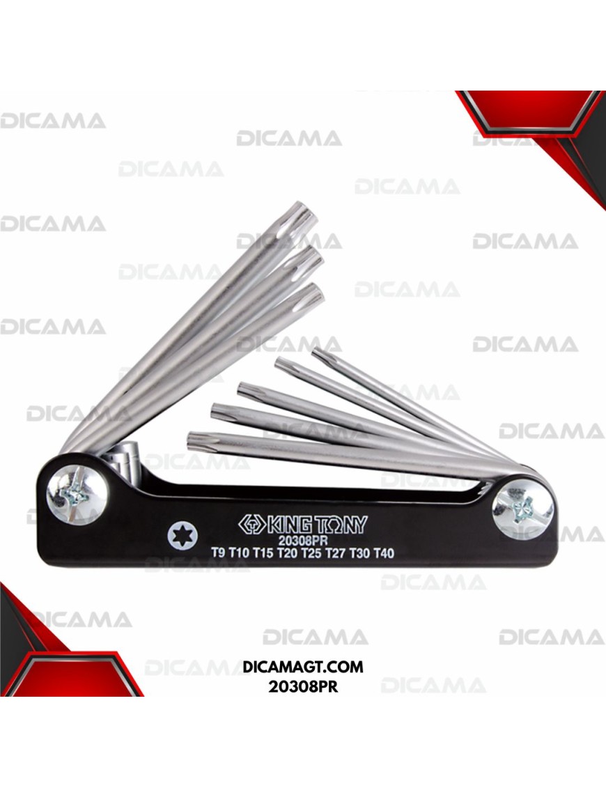 JUEGO DE LLAVES TORX 8 PZAS T/NAVAJ T9-T40 KING TONY 20308PR