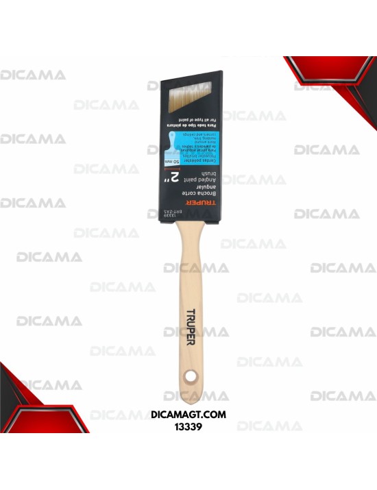 BROCHA CERDAS SINTÉTICAS 2 CORTE ANGULAR, MANGO DE MADERA TRUPER 13339