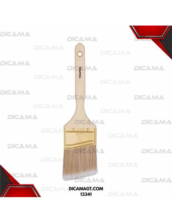 BROCHA CERDAS SINTÉTICAS 3 CORTE ANGULAR, MANGO DE MADERA TRUPER 13341
