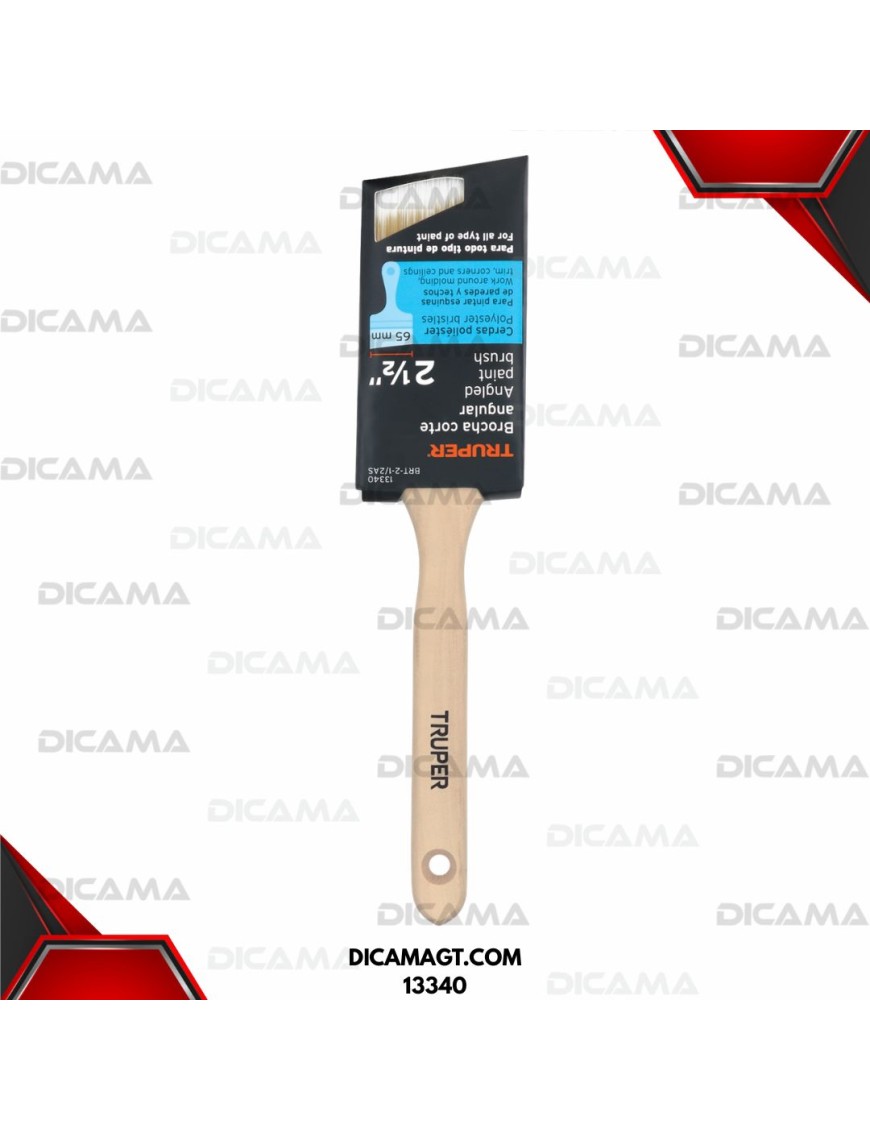BROCHA CERDAS SINTÉTICAS 2-1/2 CORTE ANGULAR, MANGO MADERA TRUPER 13340