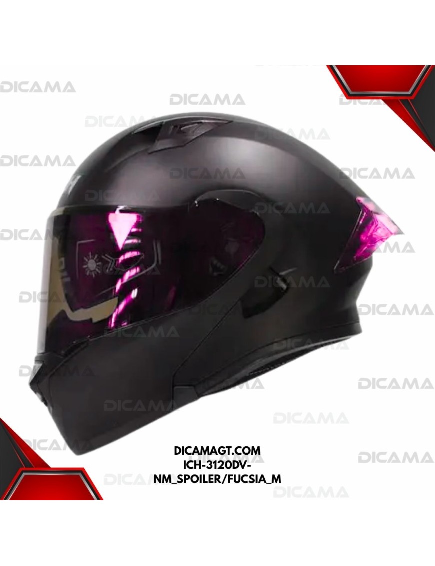 CASCO MOTORISTA S NEGRO SPOILER  FUCSIA ICH ICH-3120DV-NM_SPOILER/FUCSIA_M