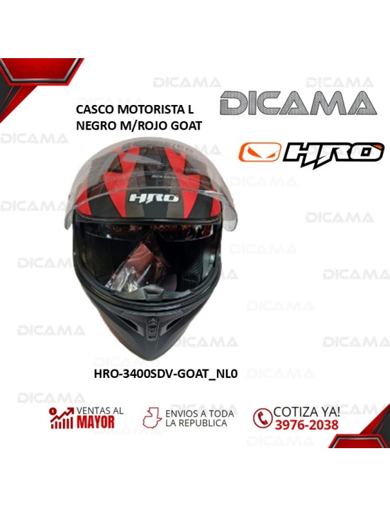 CASCO MOTORISTA L NEGRO M/ROJO GOAT HRO HRO-3400SDV-GOAT_NL