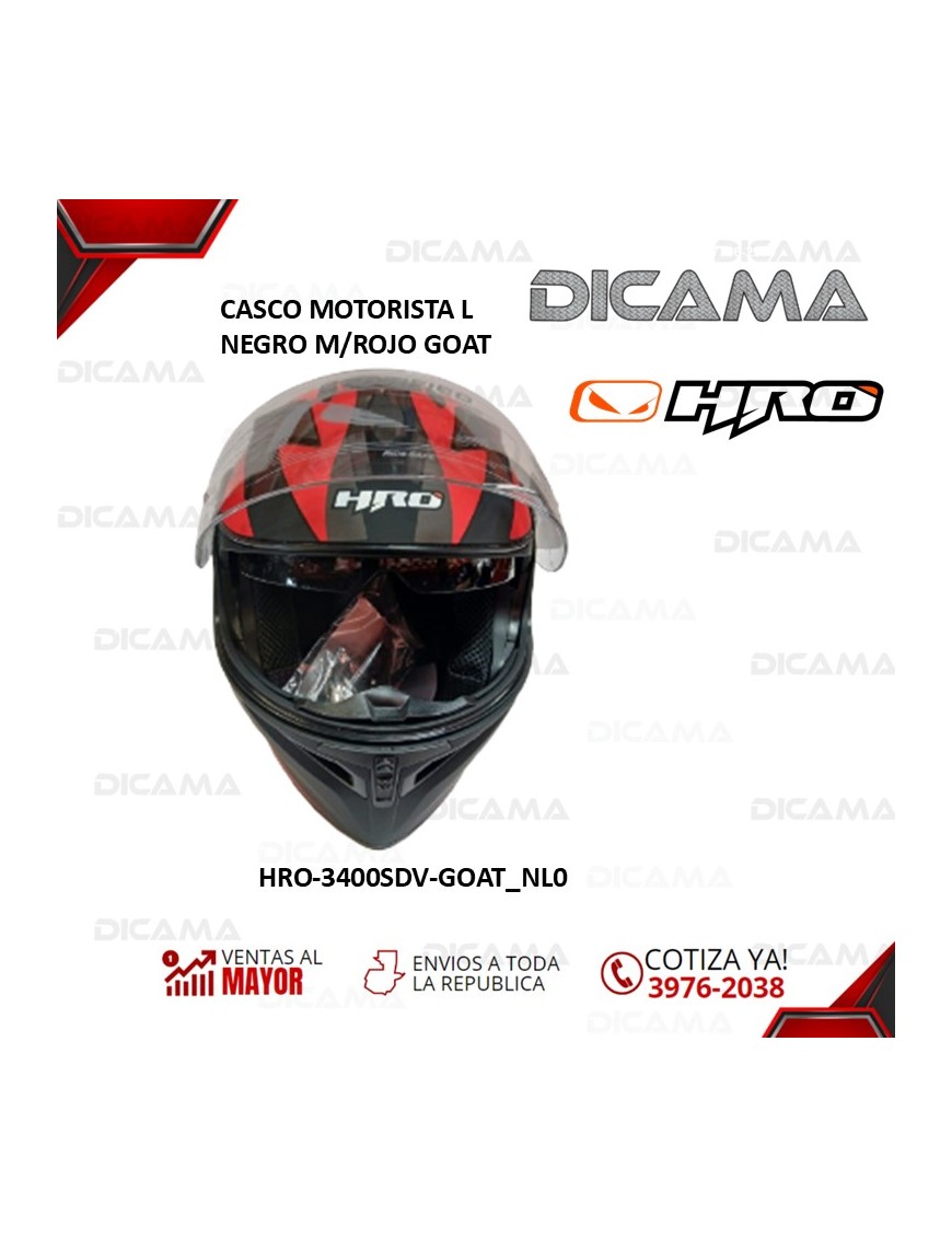 CASCO MOTORISTA L NEGRO M/ROJO GOAT HRO HRO-3400SDV-GOAT_NL