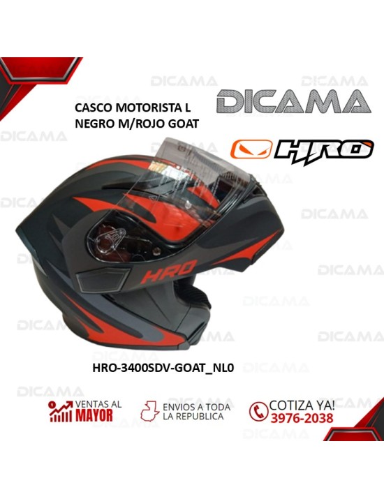CASCO MOTORISTA L NEGRO M/ROJO GOAT HRO HRO-3400SDV-GOAT_NL