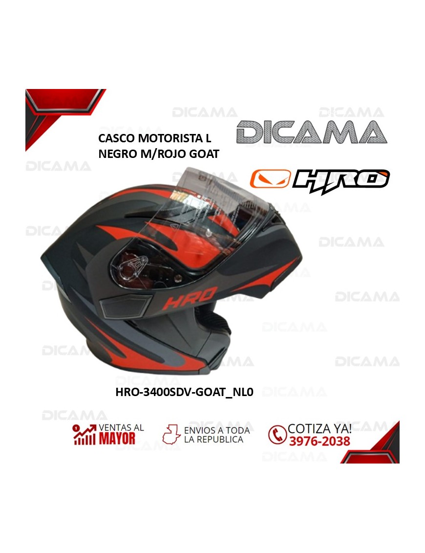 CASCO MOTORISTA L NEGRO M/ROJO GOAT HRO HRO-3400SDV-GOAT_NL