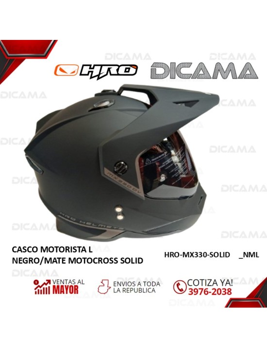 CASCO MOTORISTA L NEGRO/MATE MOTOCROSS SOLID HRO HRO-MX330-SOLID_NML