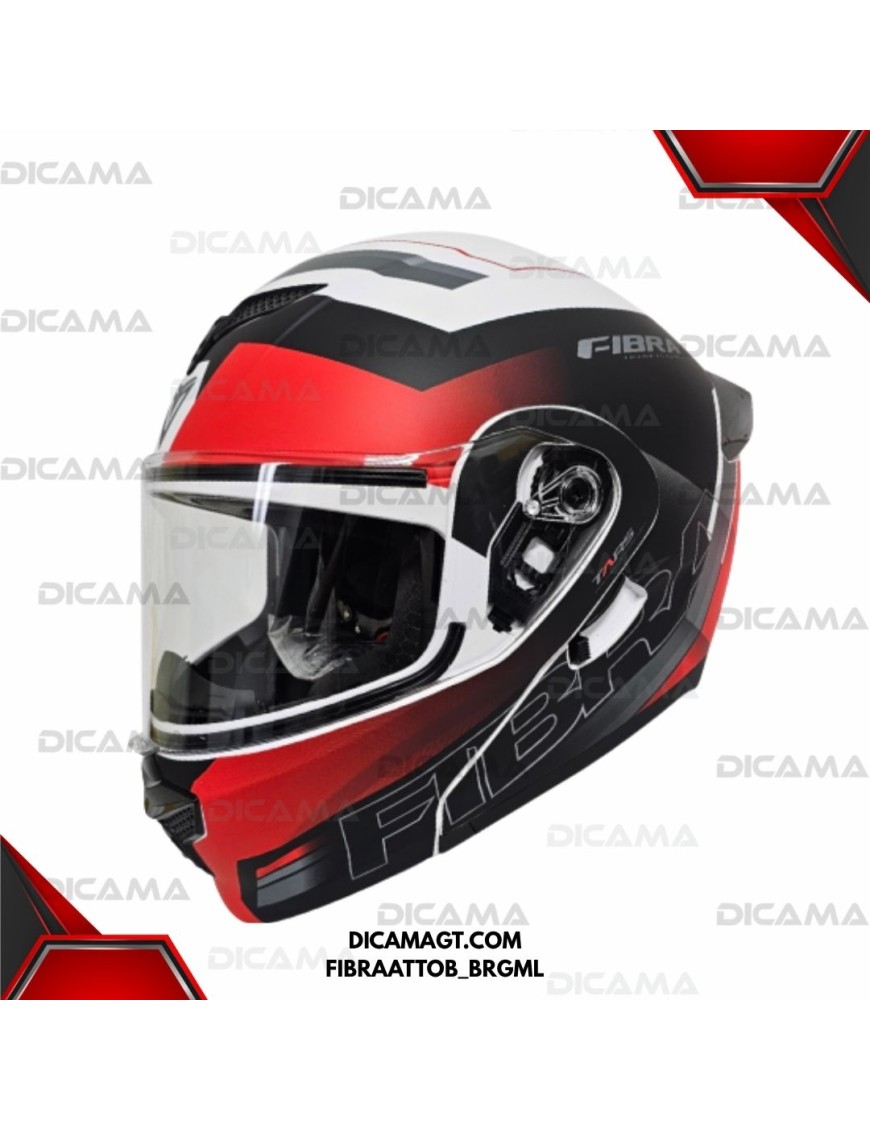 CASCO MOTORISTA L BLANCO/ROJO/GRIS M ATTO BANDS FIBRA TERA FIBRAATTOB_BRGML