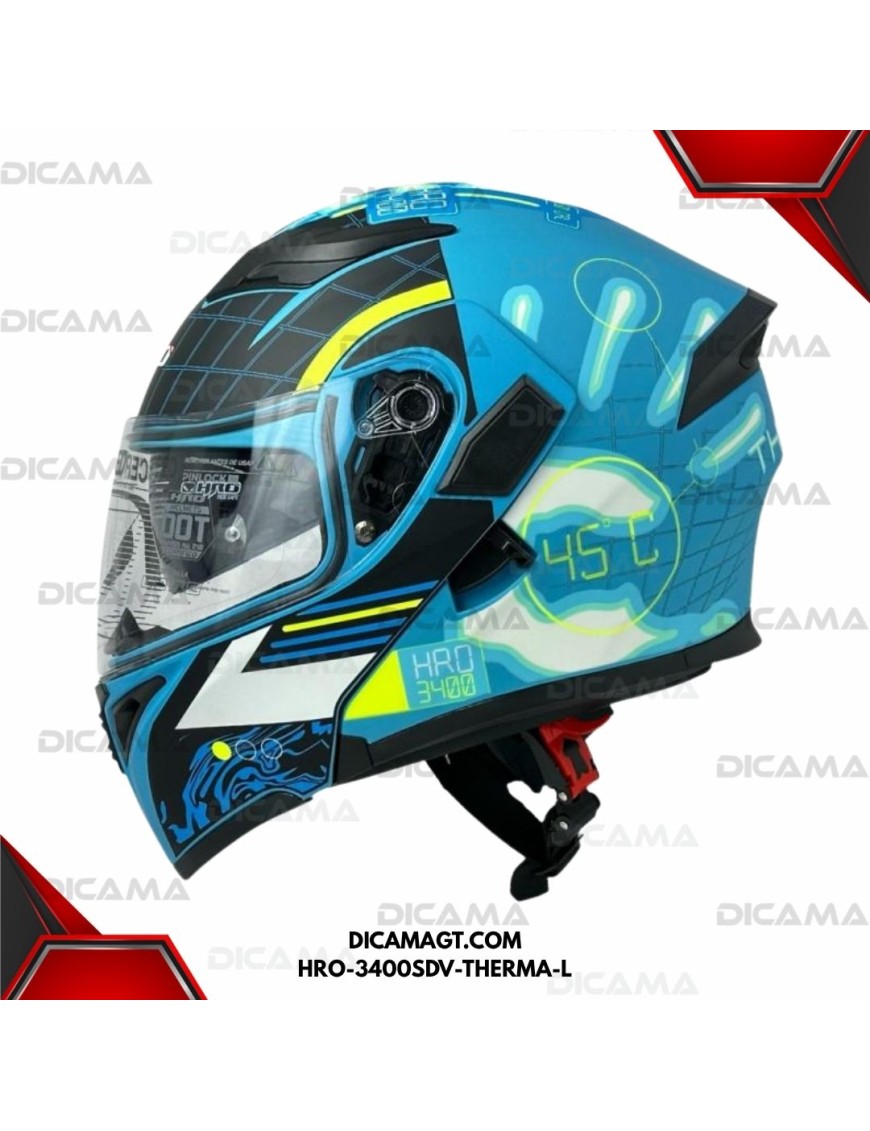 CASCO MOTORISTA L THERMAL TURQUEZA/NEGRO HRO HRO-3400SDV-THERMA-L