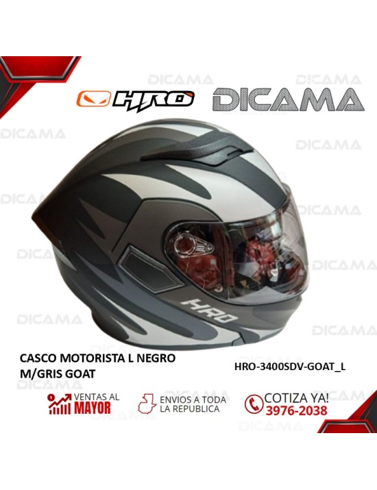 CASCO MOTORISTA L NEGRO M/GRIS GOAT HRO HRO-3400SDV-GOAT_NL