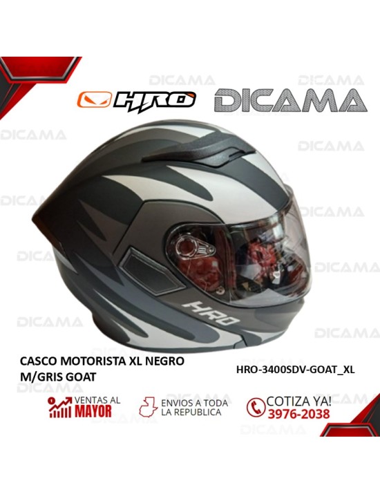 CASCO MOTORISTA XL NEGRO M/GRIS GOAT HRO HRO-3400SDV-GOAT_NXL