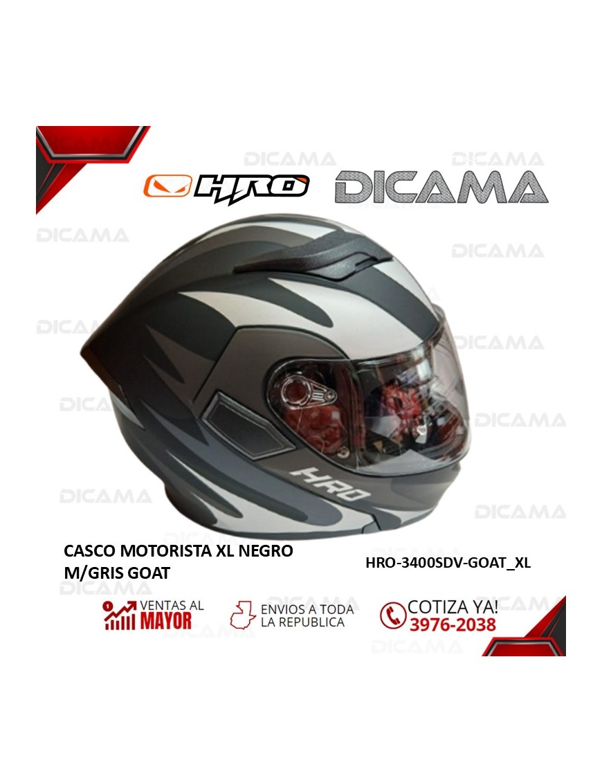 CASCO MOTORISTA XL NEGRO M/GRIS GOAT HRO HRO-3400SDV-GOAT_NXL
