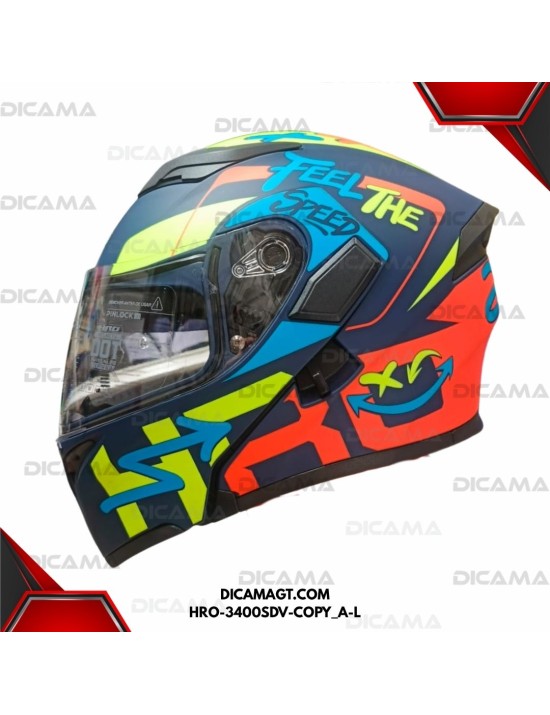 CASCO MOTORISTA L COPY  AZUL/NARANJA HRO HRO-3400SDV-COPY_A-L