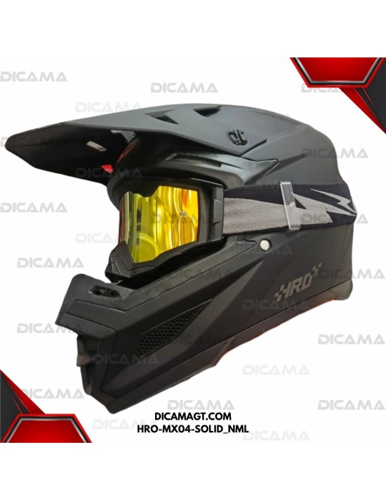 CASCO MOTORISTA L C/LENTES NEGRO MATE SOLID CROOS HRO HRO-MX04-SOLID_NML