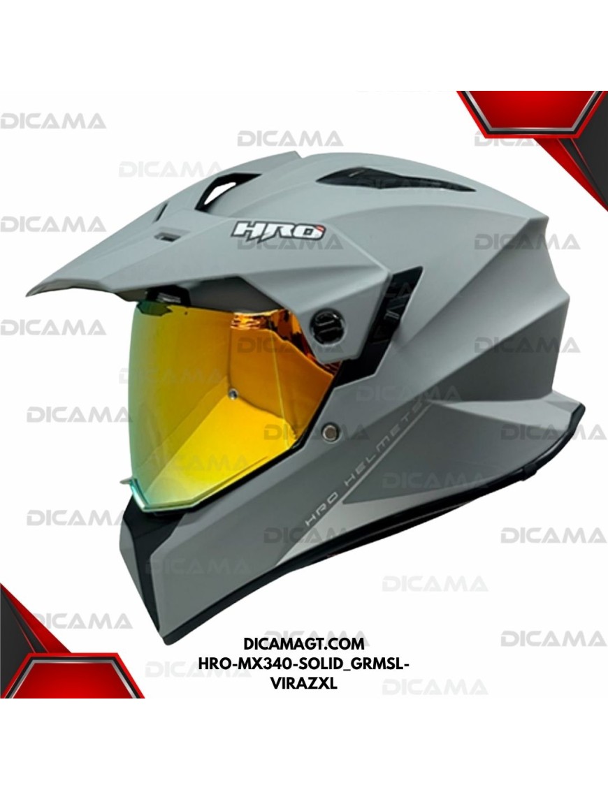 CASCO MOTORISTA XL GRIS M/SLV-V-IAZ SOLID HRO HRO-MX340-SOLID_GRMSL-VIRAZXL
