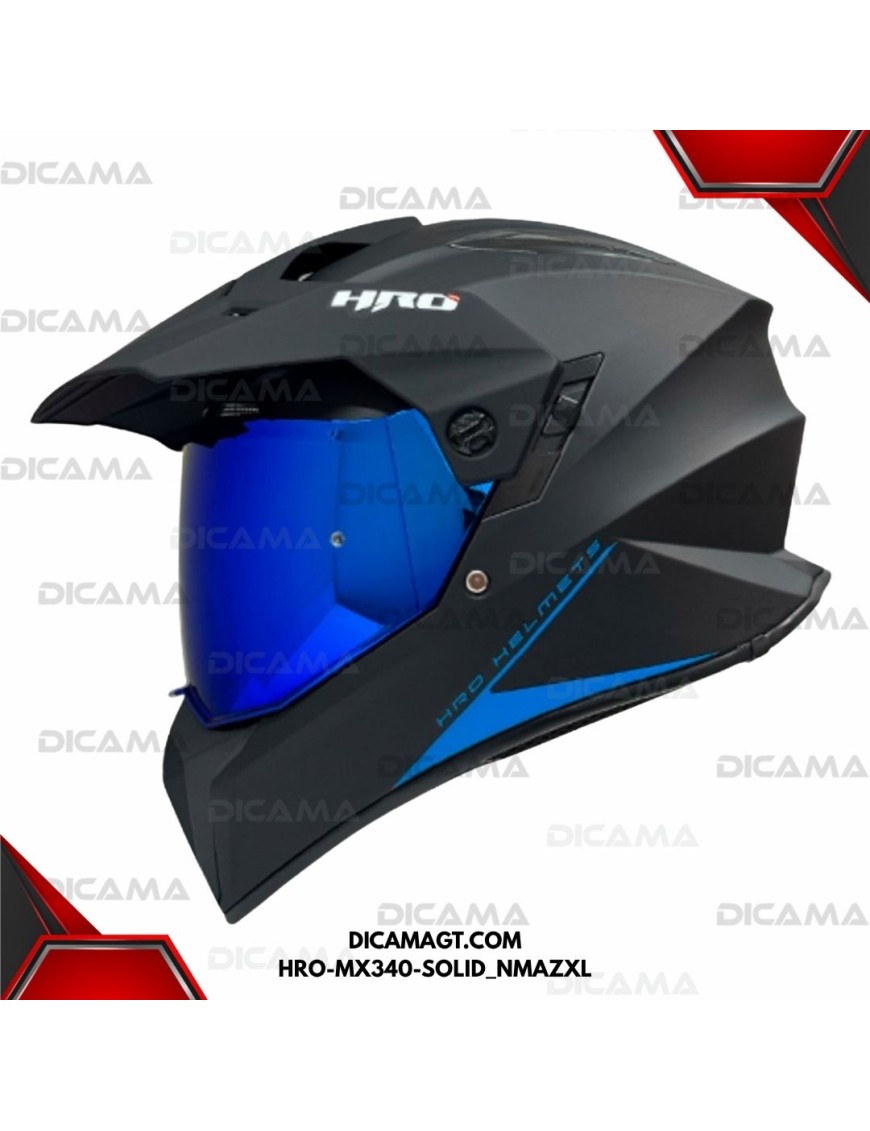 CASCO MOTORISTA XL NEGRO M/AZUL SOLID HRO HRO-MX340-SOLID_NMAZXL