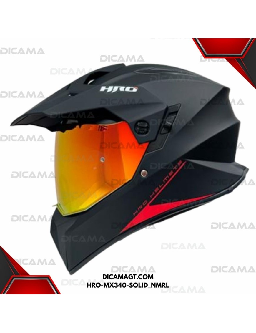 CASCO MOTORISTA L NEGRO M/ROJO SOLID HRO HRO-MX340-SOLID_NMRL