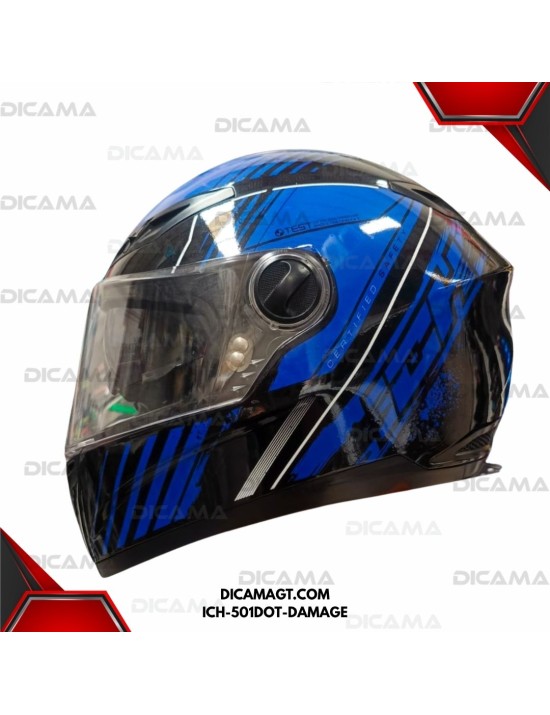 CASCO MOTORISTA XL NEGRO/AZUL DAMAGE 82654 ICH ICH-501DOT-DAMAGE