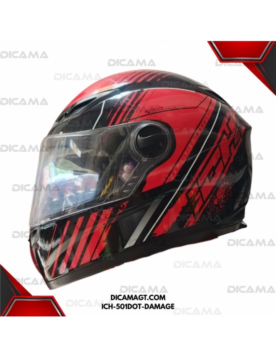 CASCO MOTORISTA XL NEGRO/ROJO DAMAGE 82662 ICH ICH-501DOT-DAMAGE