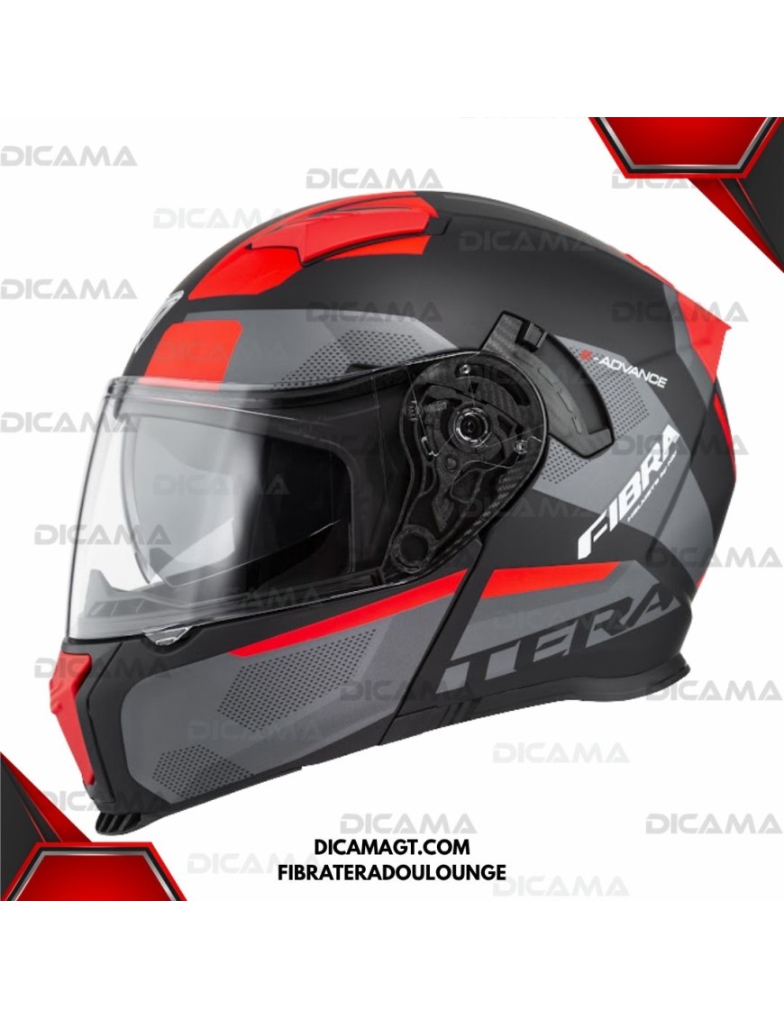 CASCO MOTORISTA XL NEGRO/ROJO MATE FIBRA TERA FIBRATERADOULOUNGE