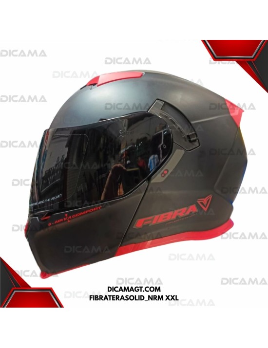 CASCO MOTORISTA XXL NEGRO/ROJO MATE SOLID FIBRA TERA FIBRATERASOLID_NRM XXL
