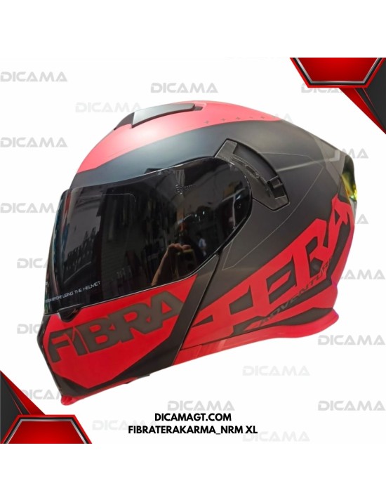 CASCO MOTORISTA XL  NEGRO/ROJO MATE KARMA FIBRA TERA FIBRATERAKARMA_NRM XL