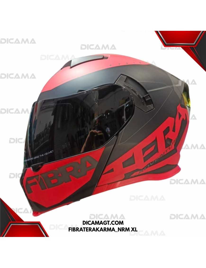 CASCO MOTORISTA XL  NEGRO/ROJO MATE KARMA FIBRA TERA FIBRATERAKARMA_NRM XL