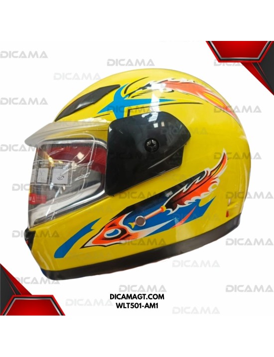 CASCO MOTORISTA NIÑO AMARILLO #1 CHINO WLT501-AM1