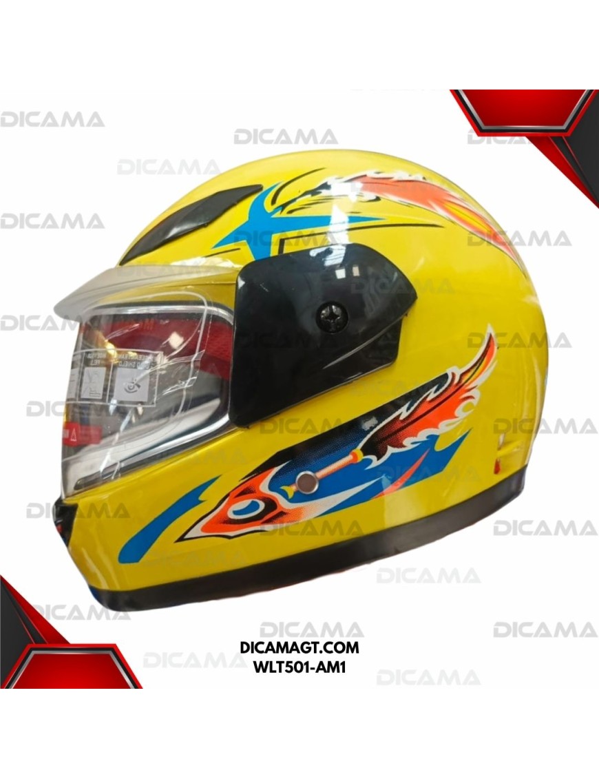 CASCO MOTORISTA NIÑO AMARILLO #1 CHINO WLT501-AM1