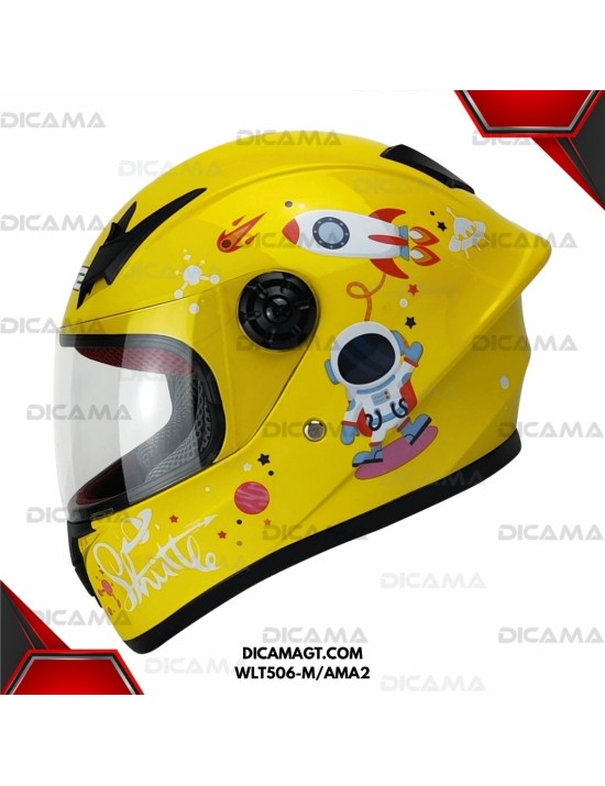 CASCO MOTORISTA NIÑO AMARILLO #2 M CHINO WLT506-M/AMA2