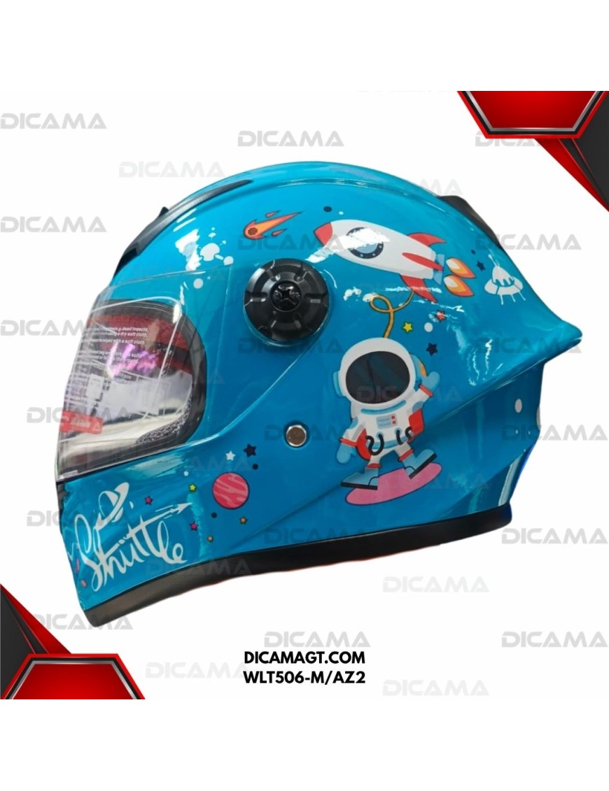 CASCO MOTORISTA NIÑO AZUL #2 M CHINO WLT506-M/AZ2