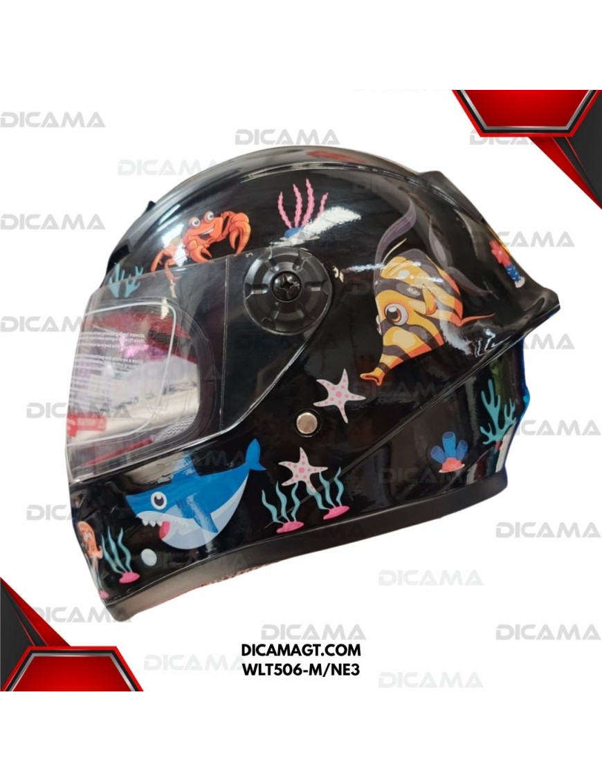 CASCO MOTORISTA NIÑO NEGRO #3  M CHINO WLT506-M/NE3
