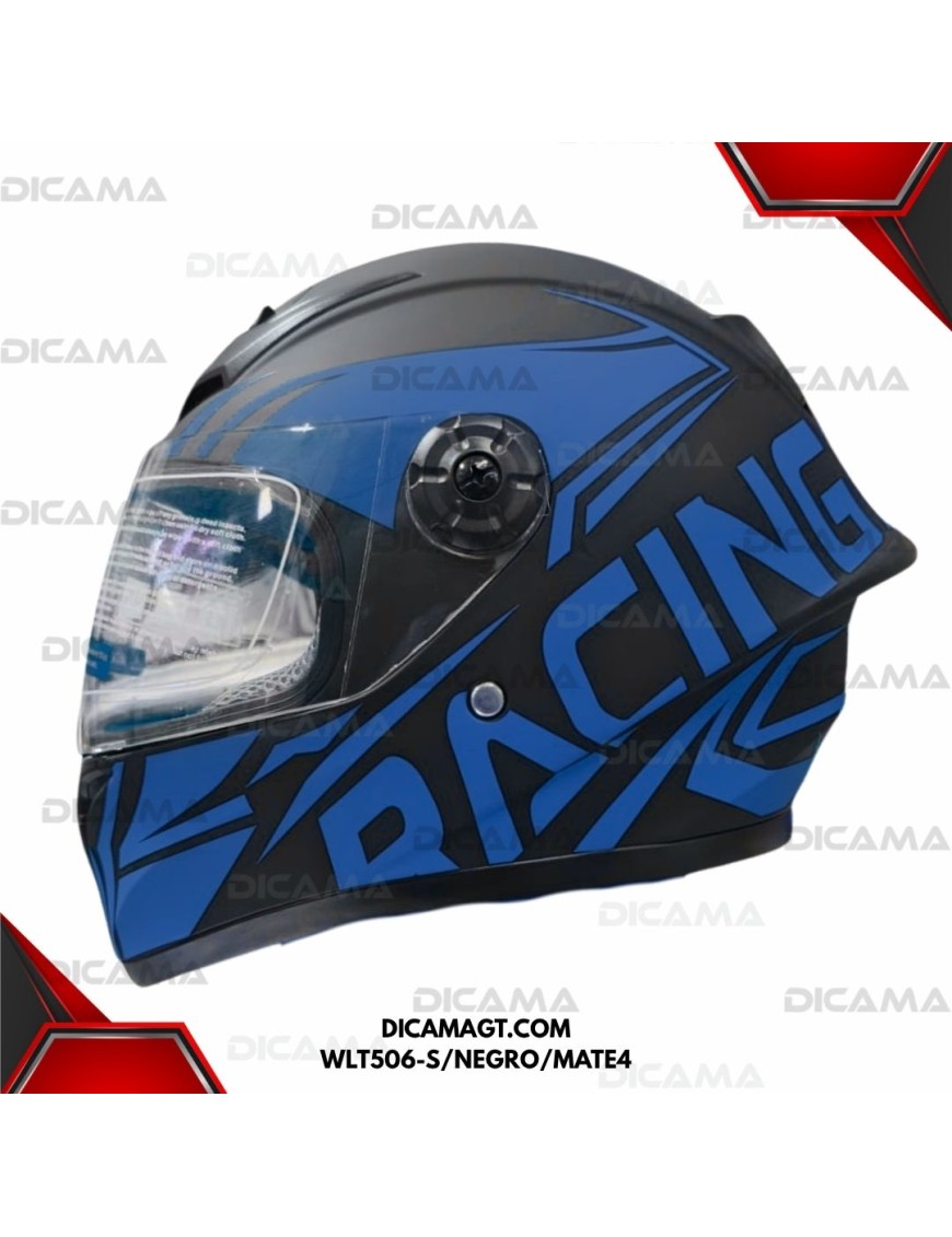 CASCO MOTORISTA NIÑO NEGRO MATE AZUL #4 S CHINO WLT506-S/NEGRO/MATE4