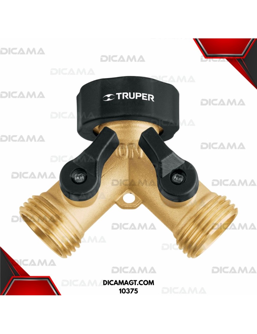 ADAPTADOR Y PARA 2 MANGUERAS BRONCE TRUPER 10375