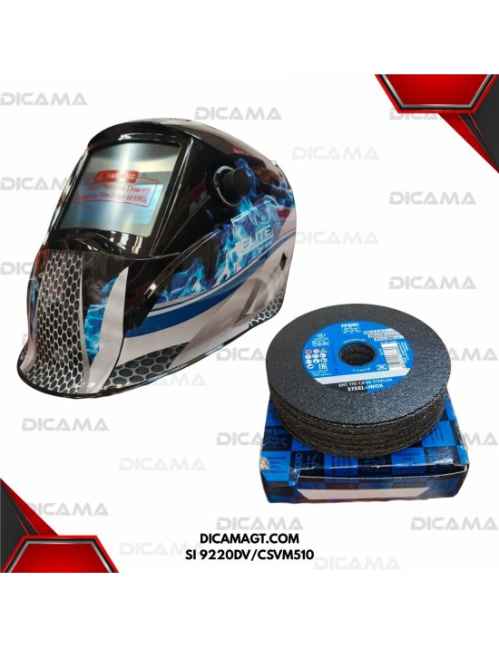 SOLDADORA 220 AMPERIOS INVERTER+CARETA+25DISCOS ELITE SI 9220DV/CSVM510