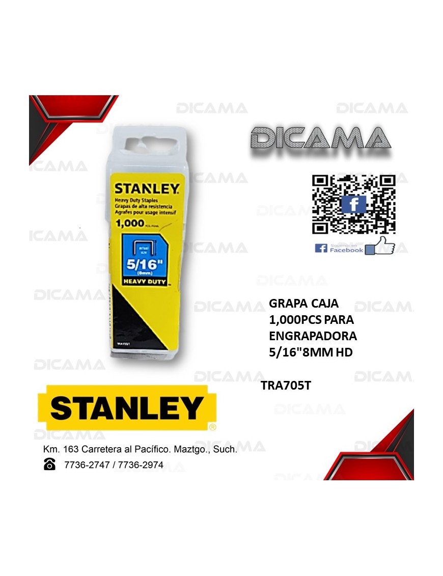 GRAPA CAJA 1,000PCS PARA ENGRAPADORA 5/16"8MM HD
