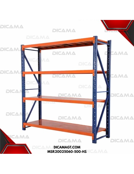 RACK NARANJA Y AZUL USO INDUSTRIAL 4 PISOS CHINA MSR20025060-500-HS