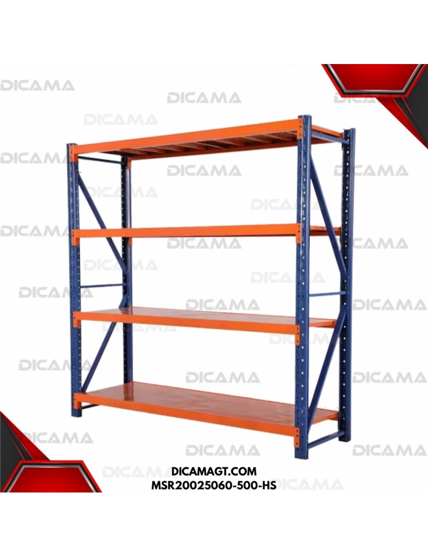 RACK NARANJA Y AZUL USO INDUSTRIAL 4 PISOS CHINA MSR20025060-500-HS